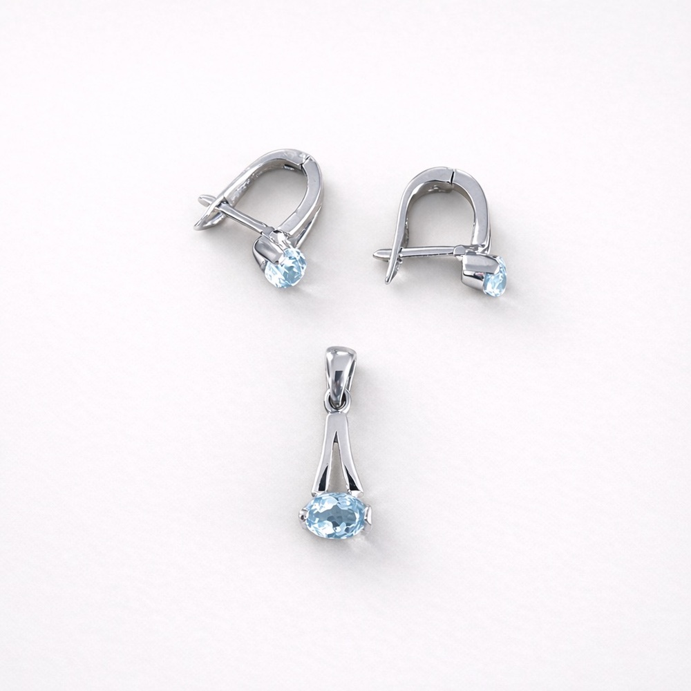Sterling Silver 925 Light Blue CZ Earrings & Pendant Set – Bridal | NWOT